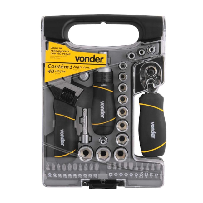 Jogo de Ferramentas com Bits Soquetes Adaptador e Chaves 40 Peças 3599040040 VONDER-960816be-68f8-4082-87b3-4a879aefbc21