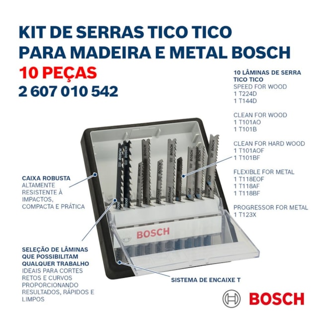 Jogo de Lâminas Serra Tico Tico T Metal / Madeira com 10 Peças 2607010542 BOSCH-3d7f7220-a5ab-44d3-bbac-87ed4a679089