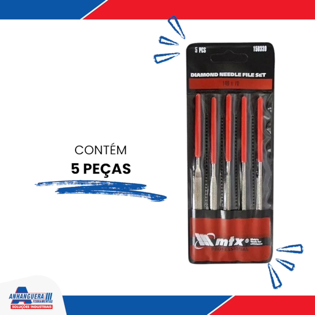 Jogo de Limas Agulha Diamantadas com 5 Peças 158339 MTX-0ec38b26-d8e4-4bb8-9721-e5b1303bd2f6