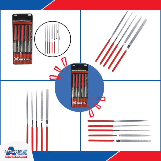 Jogo de Limas Agulha Diamantadas com 5 Peças 158339 MTX-026dddf8-a839-4bdf-b43e-a562cf04bf9e