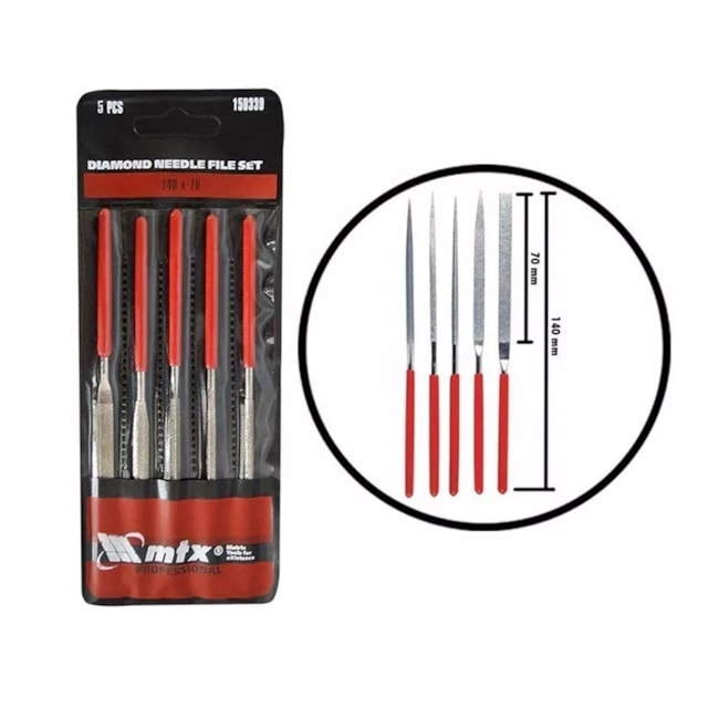 Jogo de Limas Agulha Diamantadas com 5 Peças 158339 MTX-60386a22-6c8d-40a4-8b05-1c47b86ffbc9
