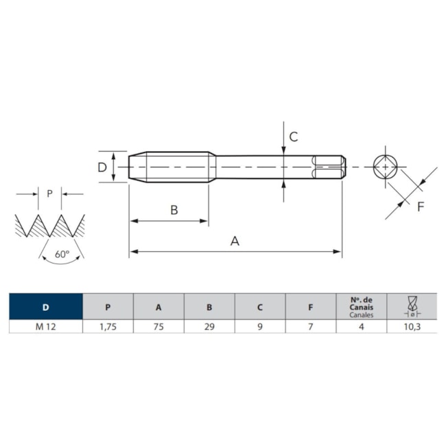 Jogo de Macho Manual HSS M12 x 1.75 DIN352 de 2 Machos (2° e 3°) 101 OSG-f2c776a4-9567-4309-954f-fa684e647a1c