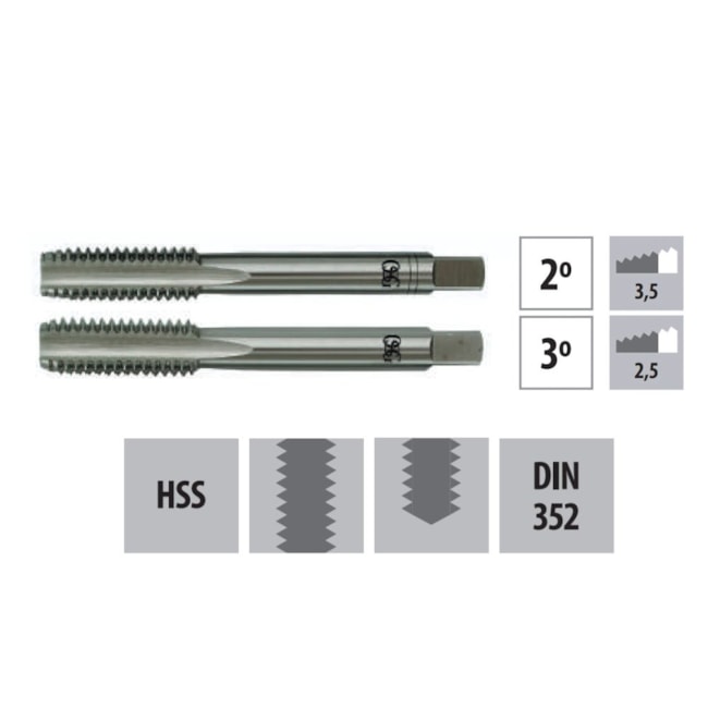Jogo de Macho Manual HSS M14x2,00mm DIN 352 2 Peças (2° e 3°) 101 OSG-bf7e43bb-d15b-4059-8fe5-746865c92413