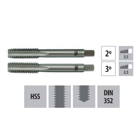 Jogo de Macho Manual HSS M14x2,00mm DIN 352 2 Peças (2° e 3°) 101 OSG-a11a1285-b96d-4bd6-9a62-4bc9cee0d388