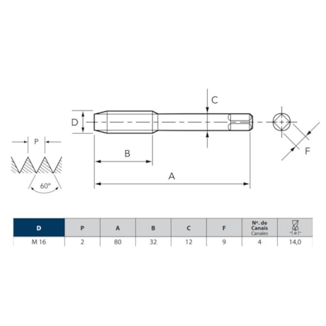 Jogo de Macho Manual HSS M16 x 2 DIN352 de 2 Machos (2° e 3°) 101 OSG-24c4da14-90d8-4a47-9dd5-7aab9bd7a3b7