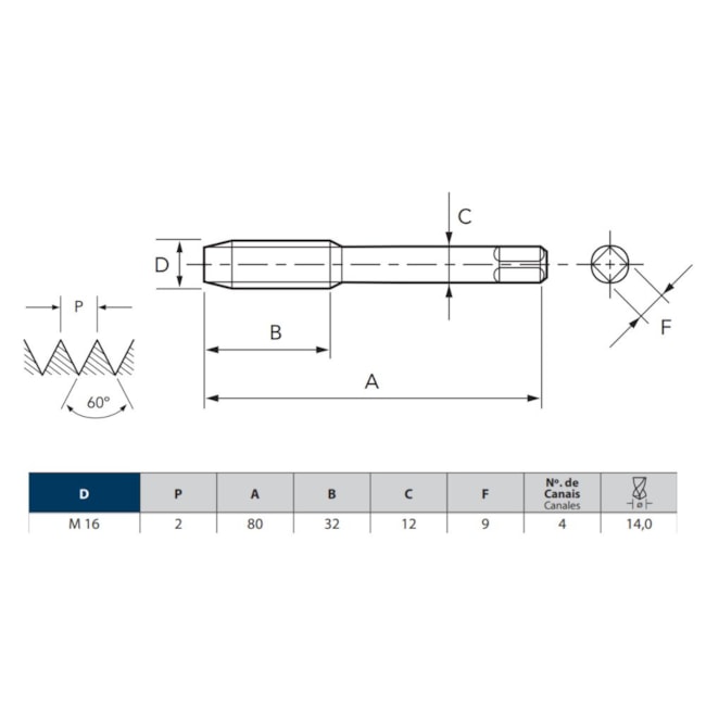 Jogo de Macho Manual HSS M16 x 2 DIN352 de 2 Machos (2° e 3°) 101 OSG-176d1081-89dd-4317-a423-63264bc004e0