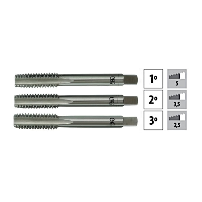 Jogo de Macho Manual HSS M2.2x0,45mm Din 352 3 Peças 101 OSG-23c062c8-c89b-4de6-89e8-bc6ab547977e