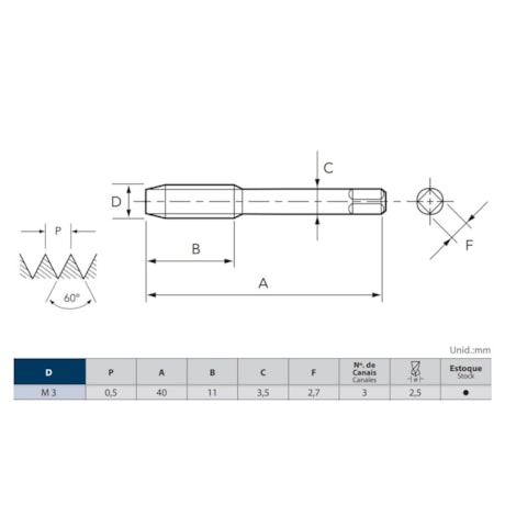 Jogo de Macho Manual HSS M3 x 0,5 DIN 352 de 2 Machos (2° e 3°) 101 OSG-dd4cc0e6-be85-48fa-9677-23026c661f9a