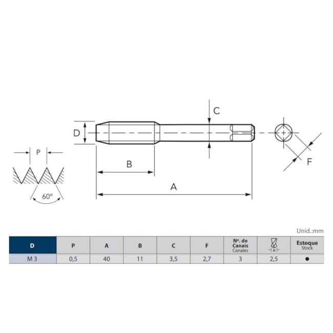 Jogo de Macho Manual HSS M3 x 0,5 DIN 352 de 2 Machos (2° e 3°) 101 OSG-c71168f1-9d13-4ba7-b02c-17f060a7b1f1