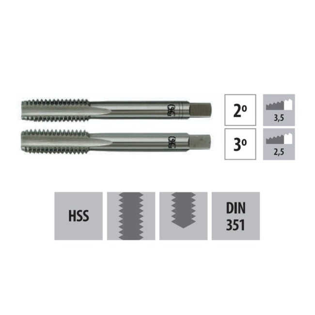 Jogo de Macho Manual HSS UNC 5/16
