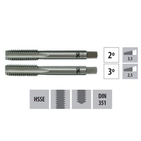 Jogo de Macho Manual HSSE BSW 3/16