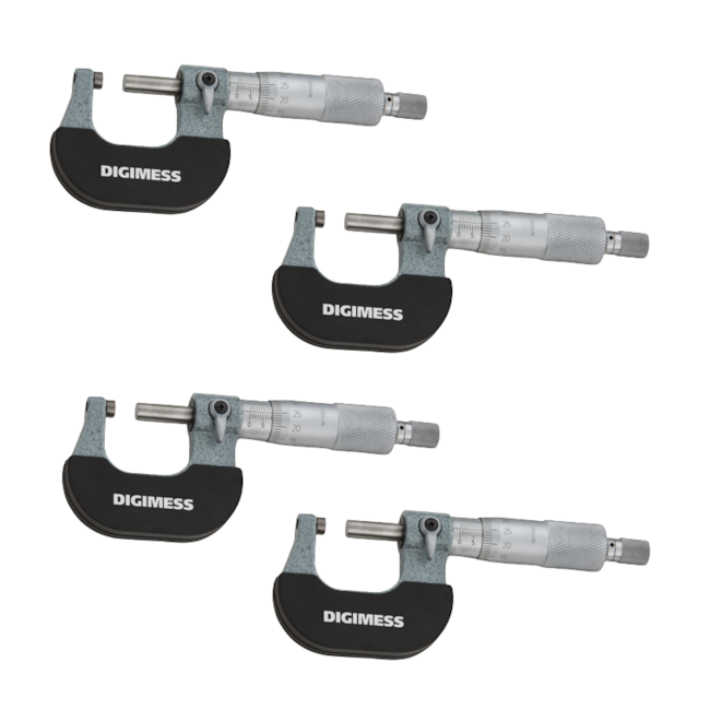 Jogo de Micrômetros Externos com Arco em Aço Forjado e 4 Peças de 0 a 100mm 110.214-2 DIGIMESS-82517f6f-9536-4368-9f0d-20ec588baca5