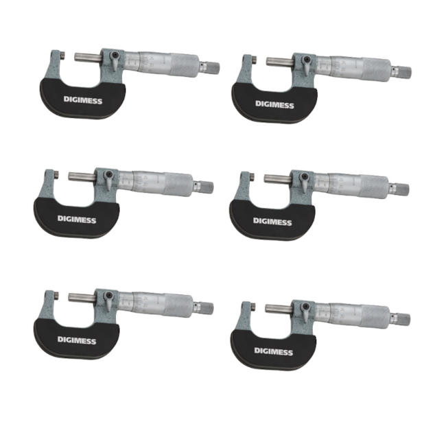 Jogo de Micrômetros Externos com Arco em Aço Forjado e 6 Peças de 0 a 150mm 110.214-3 DIGIMESS-9d60c802-7617-4968-a175-a44a35ed9201