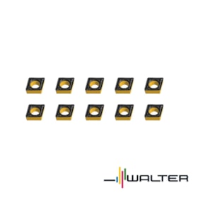 Jogo de Pastilhas Metal Duro Torneamento para Aço com 10 Peças CCMT1204 Raio 1,2mm WALTER
