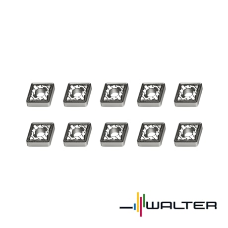 Jogo de Pastilhas Metal Duro Torneamento para Aço com 10 Peças CNMG1204 Raio 1,2mm WALTER