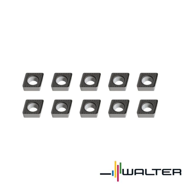 Jogo de Pastilhas Metal Duro Torneamento para Inox com 10 Peças CCMT09T3 Raio 0,8mm WALTER-bbf739be-164b-4e50-b570-d930d25f8c92