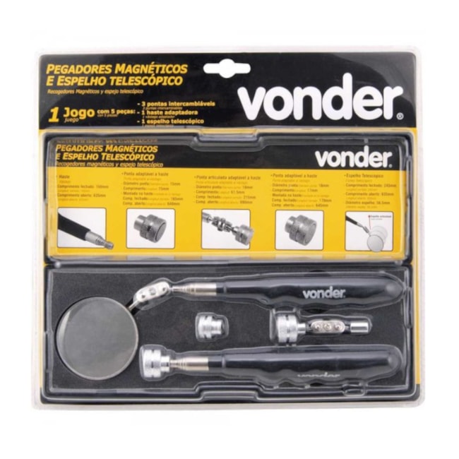 Jogo de Pegador Magnético com Espelho Telescópico 5 Peças 3599000005 VONDER-70786932-96f1-4f65-8463-271fd953840f