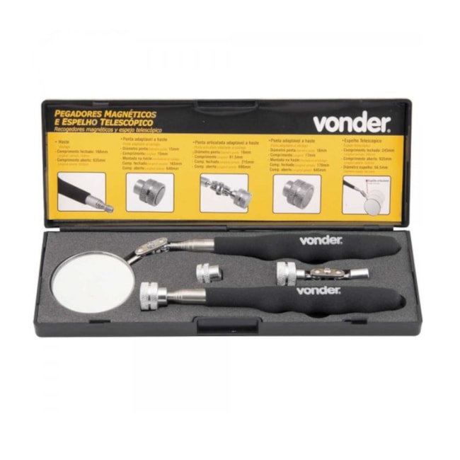 Jogo de Pegador Magnético com Espelho Telescópico 5 Peças 3599000005 VONDER-5c606679-9684-445d-8024-ec39e5c23a07