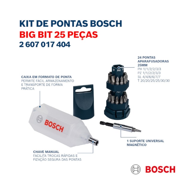 Jogo de Pontas Big-Bit 25 Peças 2607017404 BOSCH-19340e3e-15e5-4147-8e67-f0b36b135c6a