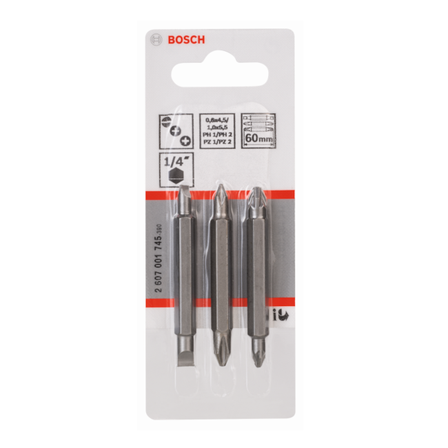 Jogo de Pontas Dupla Fenda/Philips com 3 Peças 2607001745 BOSCH-a2966702-f940-4545-a11f-3e819b4e2f2a