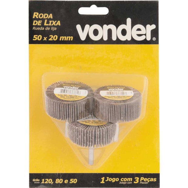 Jogo de Roda de Lixa 50x20mm 3 Peças 1271502003 VONDER-0ea80f94-b732-4378-b0a5-46024d1c7c07