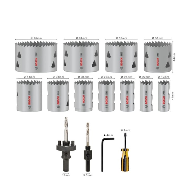 Jogo de Serra Copo Bimetal 19mm a 76mm (3/4