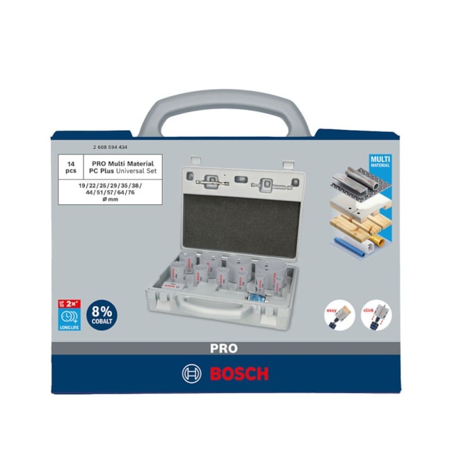 Jogo de Serra Copo Bimetal 19mm a 76mm com 14 Peças Power Change Plus 2608594434 BOSCH-7688b964-6d4b-4815-b1c2-c81b3a3b1ac6