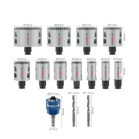 Jogo de Serra Copo Bimetal 19mm a 76mm com 14 Peças Power Change Plus 2608594434 BOSCH-0c397f68-36af-4433-906d-9b1b4e6a9746