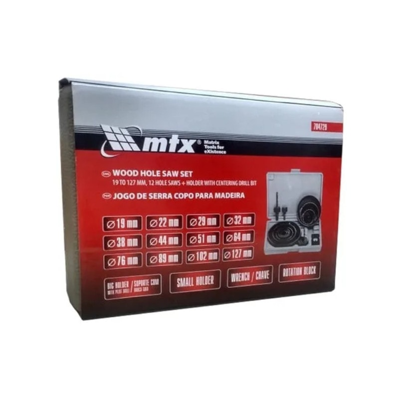 Jogo de Serra Copo Bimetal 19x127mm 12 Peças 704729 MTX