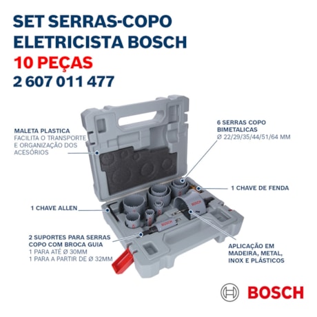 Jogo de Serra Copo Bimetal 22mm a 64mm 10 Peças 2607011477 BOSCH-02351bc9-50e8-41f6-a580-82b7fd3cd0c6