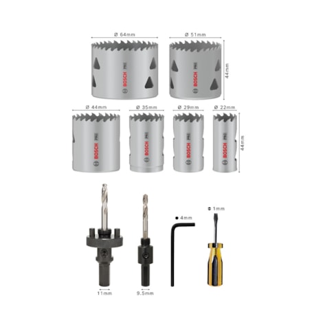 Jogo de Serra Copo Bimetal 22mm a 64mm de 12 Peças 2608900524 BOSCH-08b3ed28-131f-44a1-b2d7-115c61bd7659