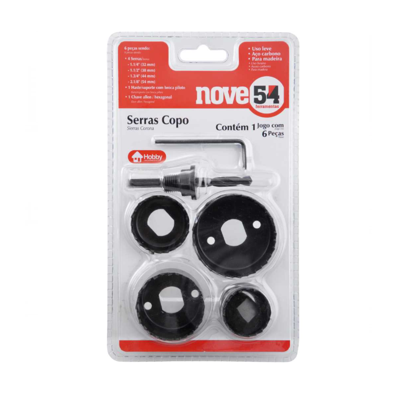 Jogo de Serras Copo 32 a 54mm Aço Carbono 6 Peças 3517006000