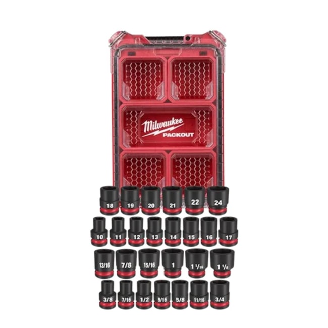 Jogo de Soquete de Impacto Sextavado 10 a 24mm e 3/8