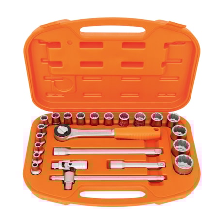 Jogo de Soquete Estriado Encaixe 1/2