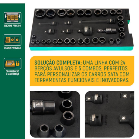 Jogo de Soquete Sextavado de Impacto 3/8