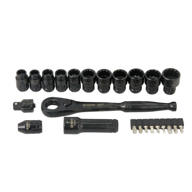 Jogo de Soquetes com Catraca Pass-Thru X6 3/8
