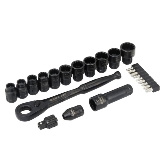 Jogo de Soquetes com Catraca Pass-Thru X6 3/8