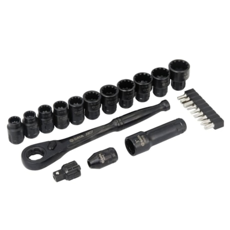 Jogo de Soquetes com Catraca Pass-Thru X6 3/8