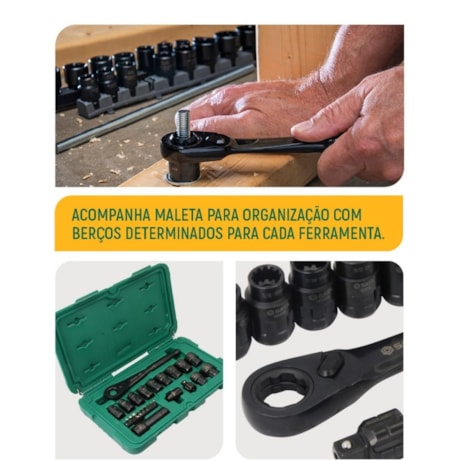 Jogo de Soquetes com Catraca Pass-Thru X6 3/8