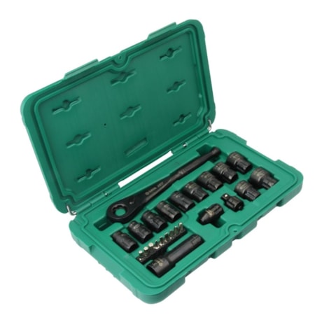 Jogo de Soquetes com Catraca Pass-Thru X6 3/8