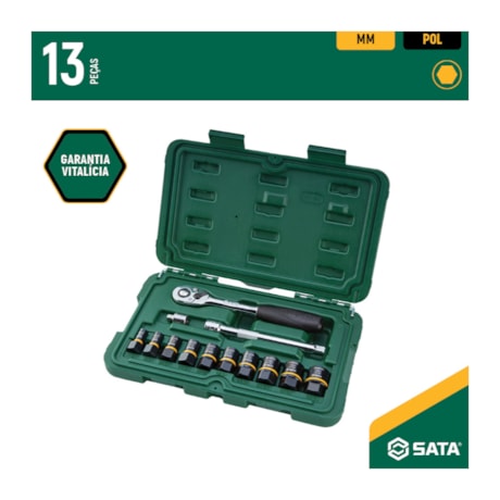 Jogo de Soquetes de Extração Bolt Biter com 13 Peças ST09137 SATA-5b986cc1-9f54-4826-a434-cda24fba9d10