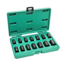 Jogo de Soquetes de Impacto para Parede Fina 10 a 24mm Curto Encaixe 1/2
