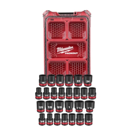 Jogo de Soquetes de Impacto Sextavado 10 a 24mm 3/8