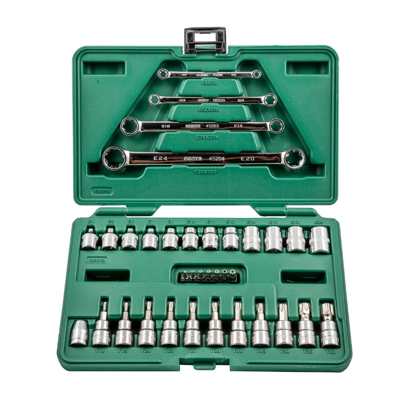 Jogo de Soquetes e Chaves E-Torx de 1/4