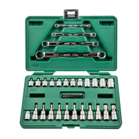 Jogo de Soquetes e Chaves E-Torx de 1/4