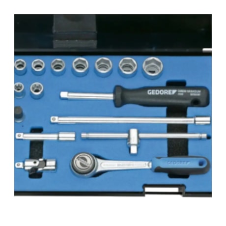 Jogo de Soquetes e Chaves Encaixe 1/4