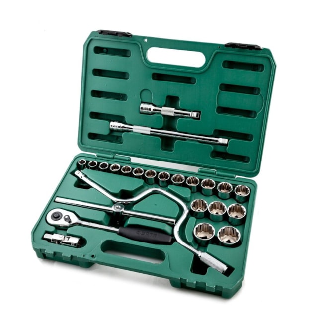 Jogo de Soquetes Estriado 12 a 32mm Encaixe 1/2