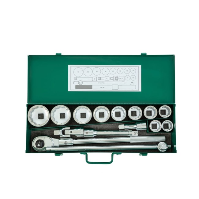 Jogo de Soquetes Estriado 30 a 60mm Encaixe 3/4