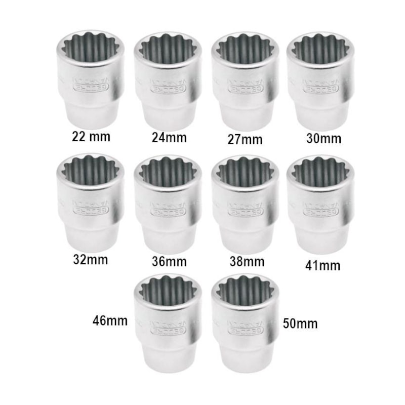 Jogo de Soquetes Estriados de 19 a 50mm Encaixe 3/4