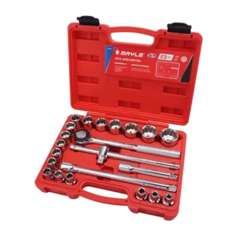 Jogo de Soquetes Estriados de 8 a 32mm com Encaixe 1/2